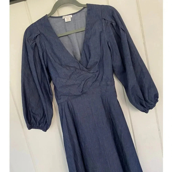 Shoshanna, Kiora Chambray Puff-Sleeve Mini Denim Dress, Blue - Picture 4 of 8